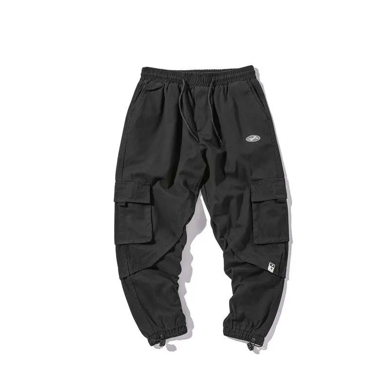 

Yi dao Vintage 20 Spring New Style Solid Color Simple Multi-pockets Bib Overall Men Japanese-style Loose Casual Ankle Banded Pan