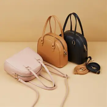 

Fashion Women PU Leather Crossbody Handbag Hot Sale Simple Pure Color Shell Shoulder Messenger Top-handle Shopping Bags