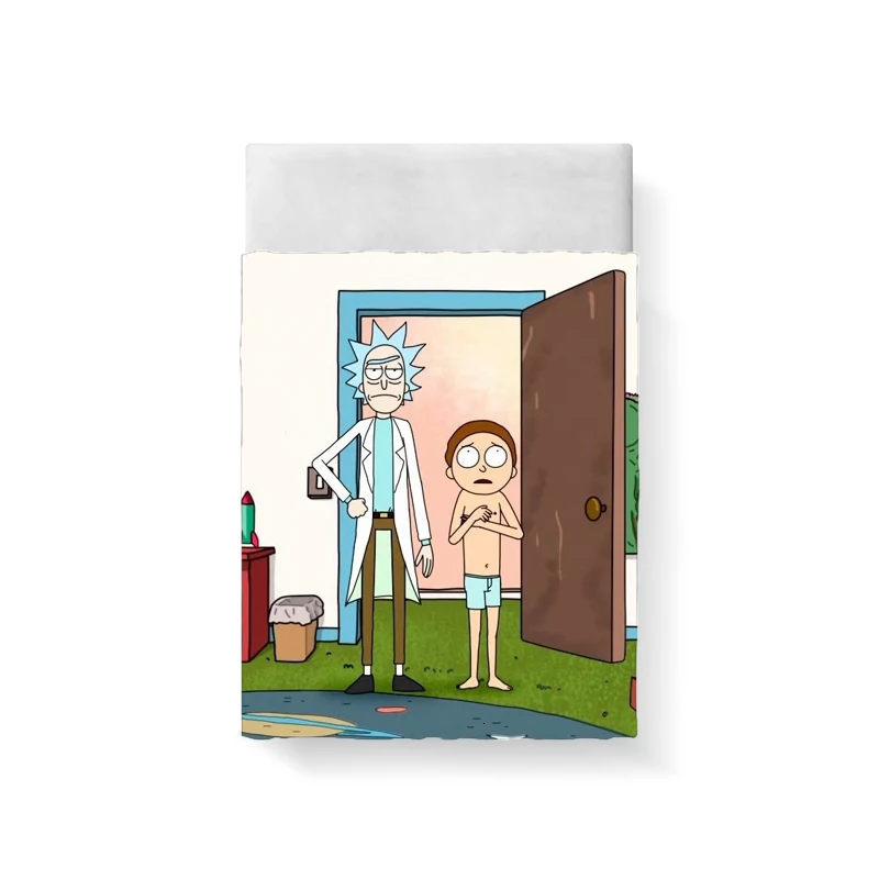 Rick And Morty Bed Sheet Bed Linen Poplin Cotton Posciel Coarse Calico Couple Single Euro Kids Twin Bedding Ropa De Cama Queen