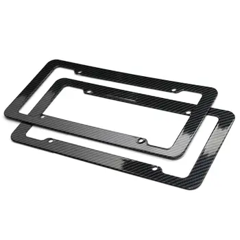 

Hot New 2pcs Plastic Carbon Fiber Style License Plate Frames For Front and Rear Bracket Set
