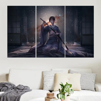 

Japan Women Warrior Paintings Wall Home Decor Portrait Picture Canvas Painting Calligraphy For Living Room Bedroom