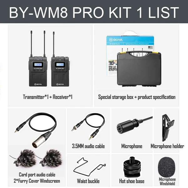 BOYA BY-WM8 Pro K1 микрофон конденсаторный беспроводной микрофон Система аудио видео приемник-записывающее устройство для камеры Canon Nikon sony - Цвет: WM8 Pro K1