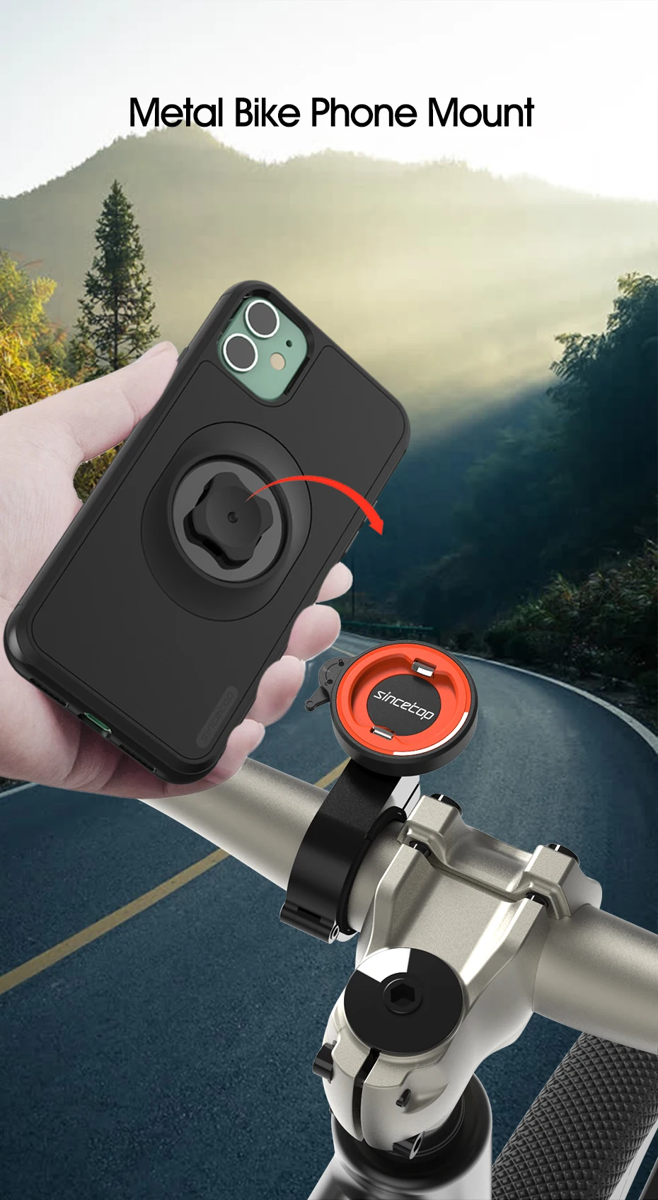 Motorcycle Phone Holder for All iPhone , Mountain Bike/Moto Handlebar Cell Phone Mount  With Shockproof Case