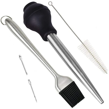 

HOT Turkey Baster Turkey Seasoning Pump Drip Oil Seasoning Tube with Barbecue Tool BBQ Basting Brush 5Pcs