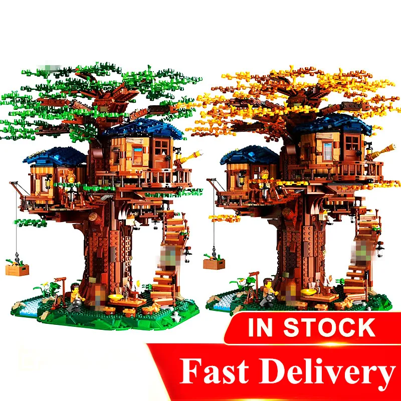DHL-Ideas-Tree-House-Model-Leaves-2-colours-Building-Blocks-Bricks-set-Kids-DIY-Toy-Christmas