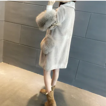 

high winter woman real 2020 quality wool coat lamb lamb sheep sheared coat fur coat fox fur grass long section Korean version