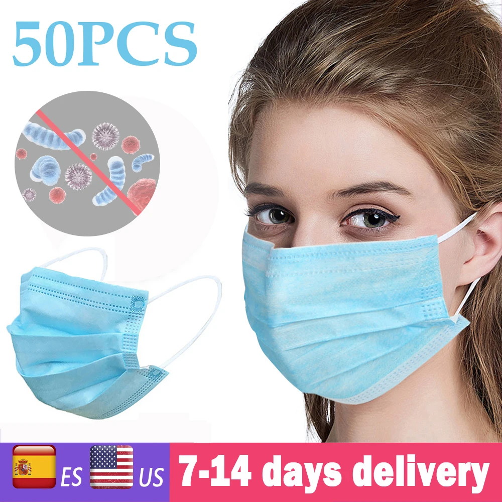 

50pcs Anti-Dust Mask disposable masks 3 layers Non-woven dust Facial Protective face mouth Cover mask as N95 mascarilla virus