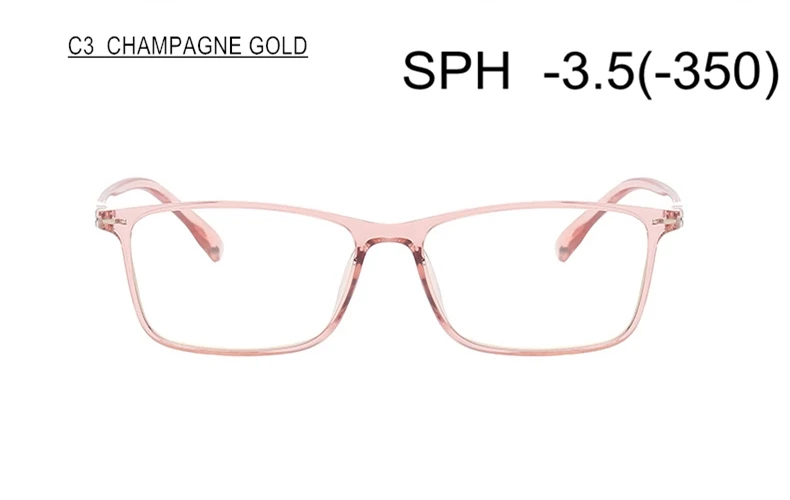 Диоптрия SUMONDY-0,5-1-1,5-2-2,5-3-3,5-4 до-6 очки для близорукости для женщин и мужчин TR90 оправа для близоруких очков UF68 - Цвет оправы: C3 (-3.5)