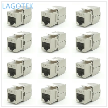 

12/24pcs RJ45 Keystone Cat7 Cat6A Shielded FTP Zinc Alloy Module Network Keystone Jack Connector Adapter 10GB Network
