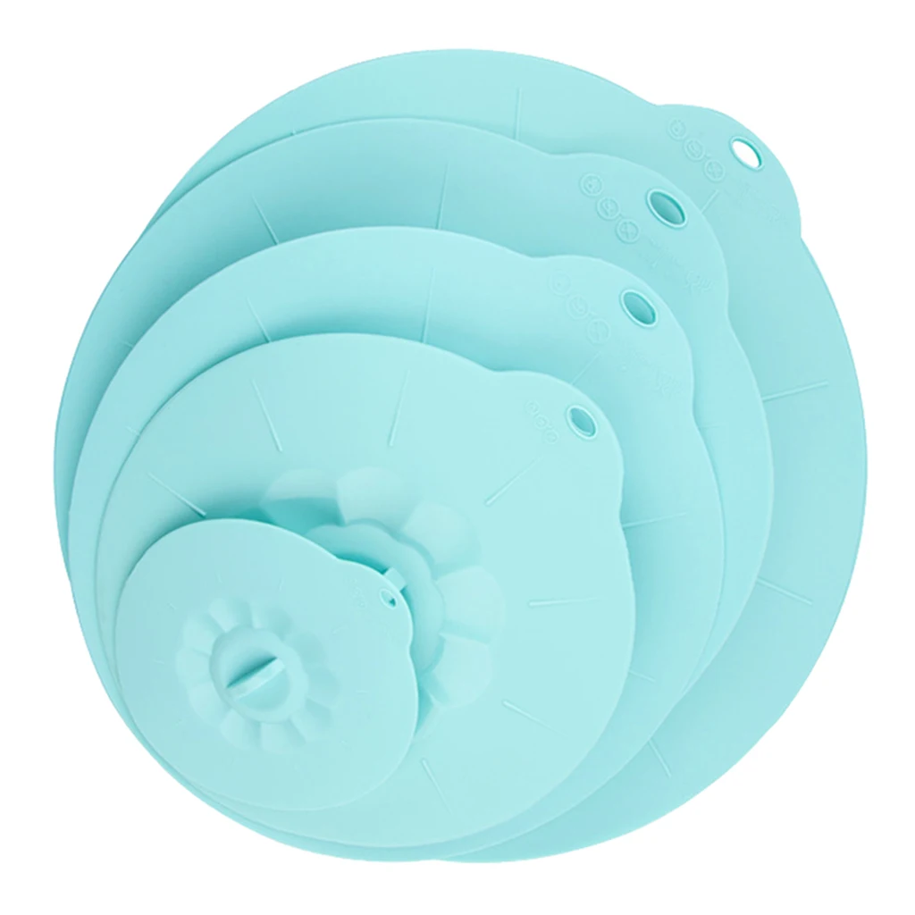 Pack of 5 Silicone Bowl Lids Microwave Cover easy storage Oven Freezer Safe