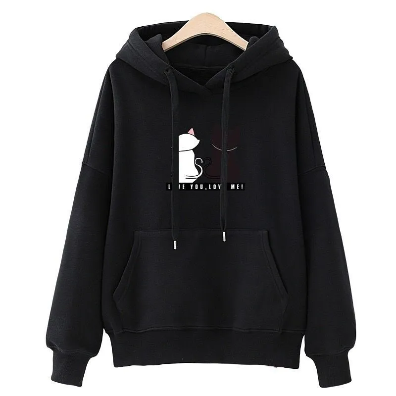 Streetwear Hoodies Women Sweatshirt Autumn Long Sleeve Hoodies Harajuku Hoodie Cute Cat Print Sweatshirt Women Sudadera Mujer