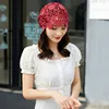 Spring Summer Hats For Women Lace Hollowed Crochet Flower Thin Beanies Skullies Ladies Headgear Turban Hat 4