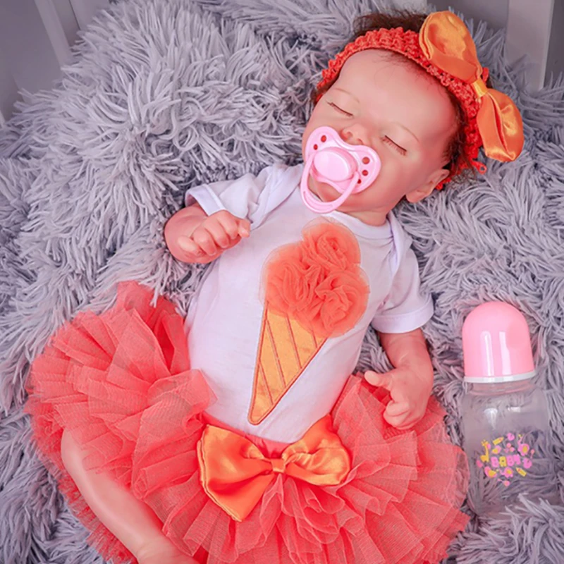 Полностью силиконовая виниловая Реалистичная кукла реборн Bebe Спящая девочка
