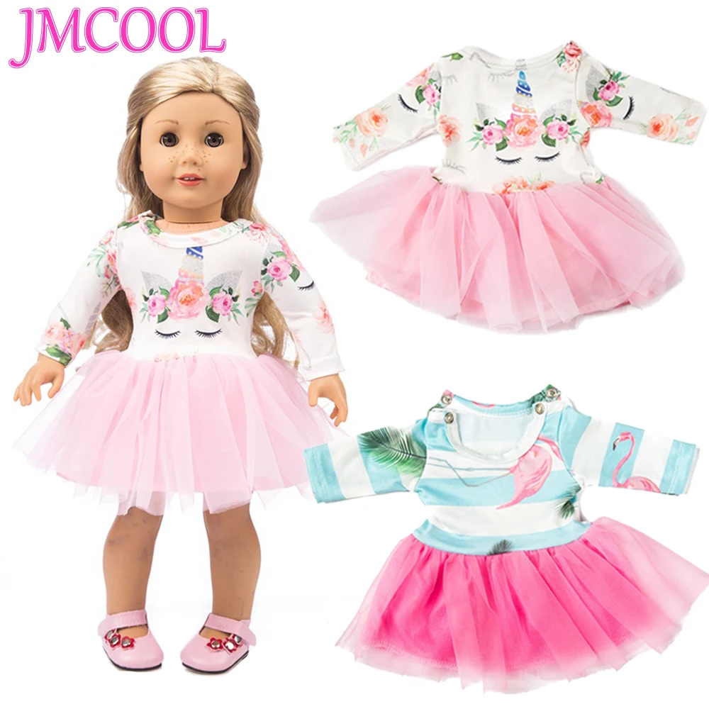 

2020 Fashion Dolls Clothes Printing Dress For 18 Inch American&43CM Reborn Baby NewBorn Doll Girl Toy DIY Accessories