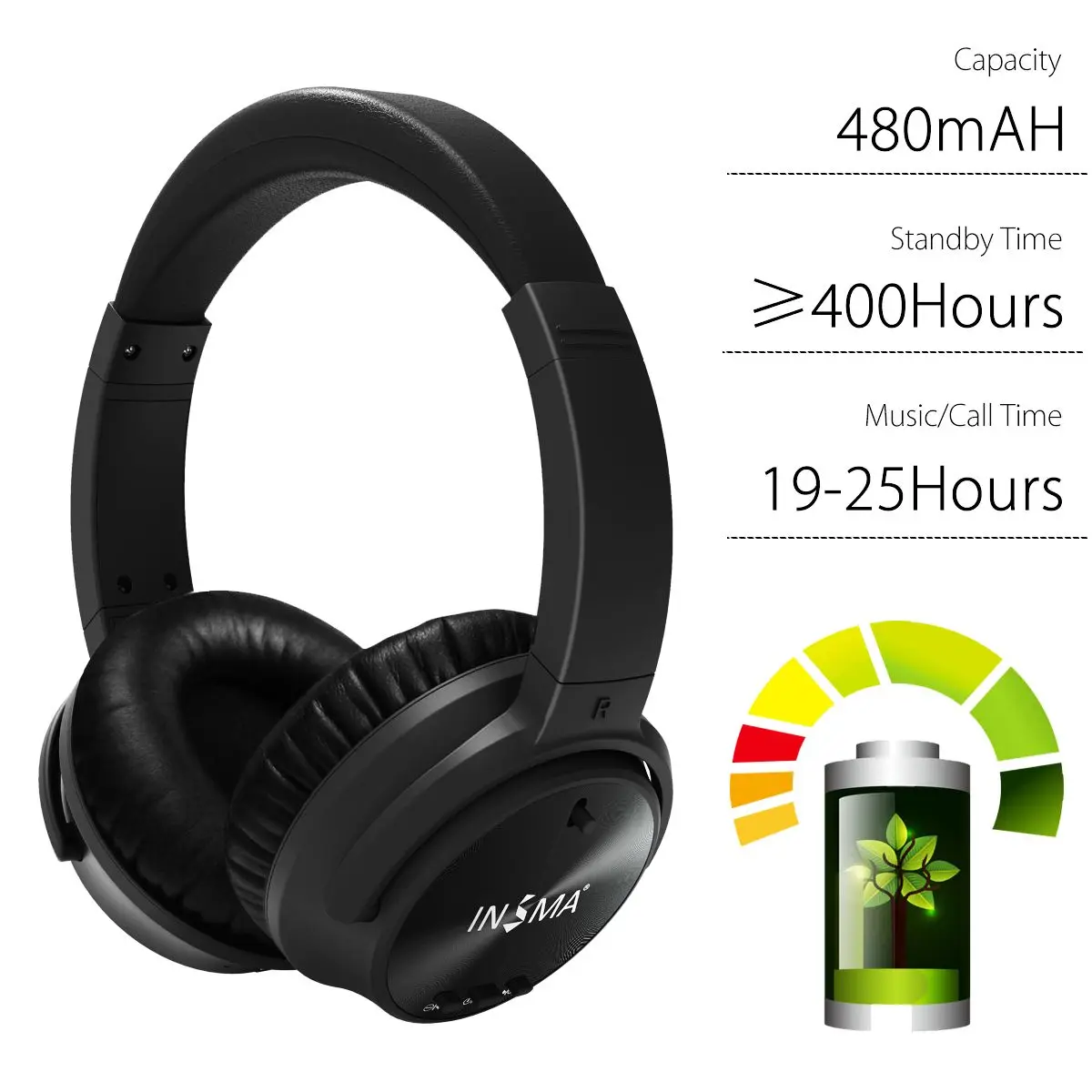 Fone de Ouvido Bluetooth com Cancelamento Ativo sem Fio Fones de Ouvido com Microfone Música para Telefones Insma Ruído Graves Profundos pc Anc 10 High Quality Eletrônicos