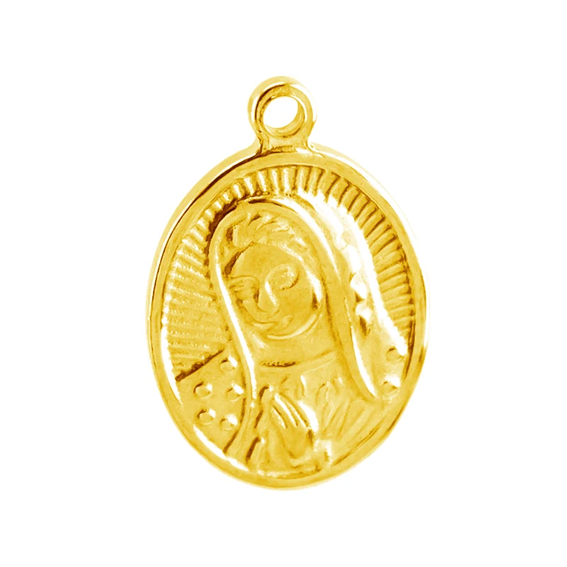 

Virgin Mary Mother of God bust half length portrait charm pendant Stainless steel round embossment Mum 20pcs