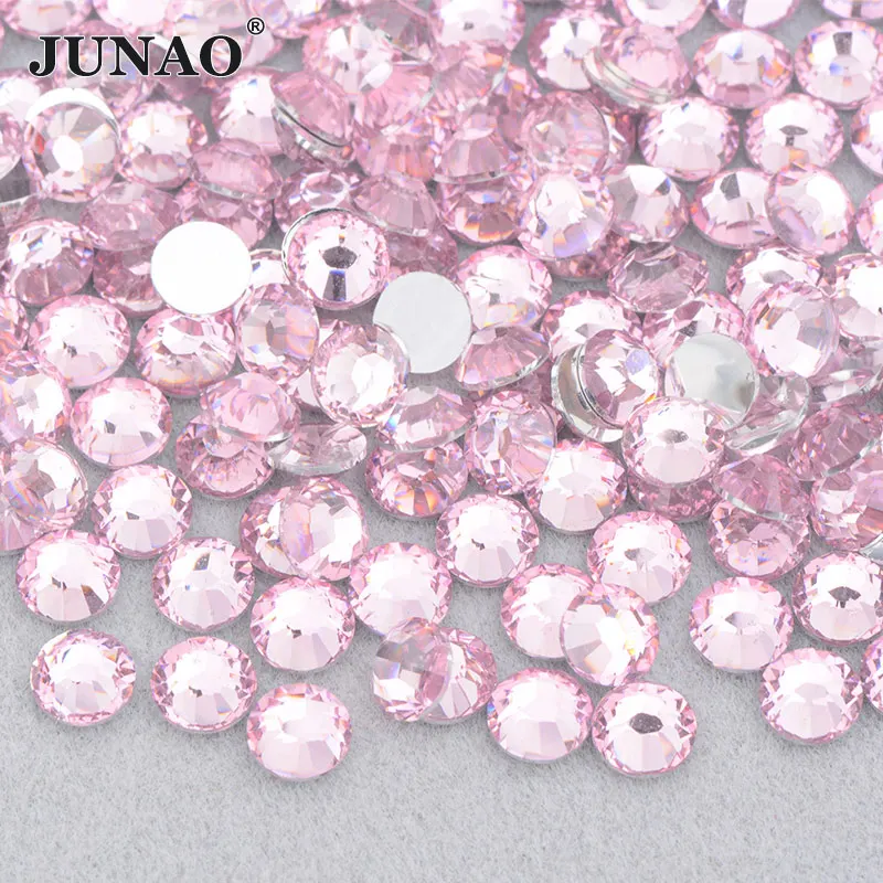 JUNAO Wholesale 2mm 3mm 4mm 5mm 6mm Jelly Rose AB Resin Rhinestone Flatback DIY Stones in Bulk Non Hot Fix Nail Strass Crystal 