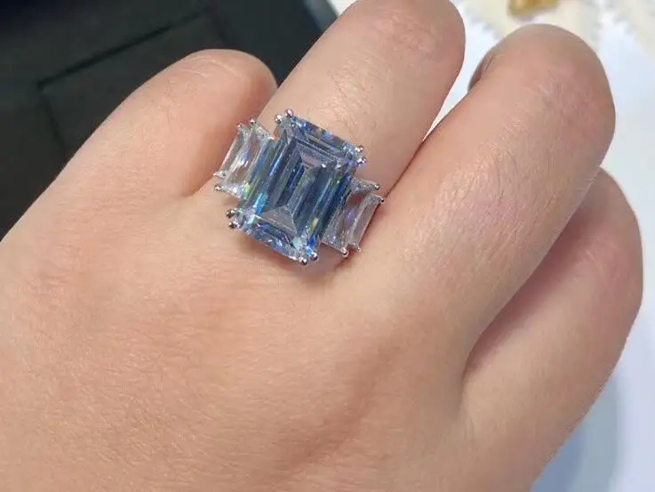 

925 Sterling Silver CZ Crystal square ring gorgeous geometric gem stone ring wedding jewelry Promise Female Finger silver Rings