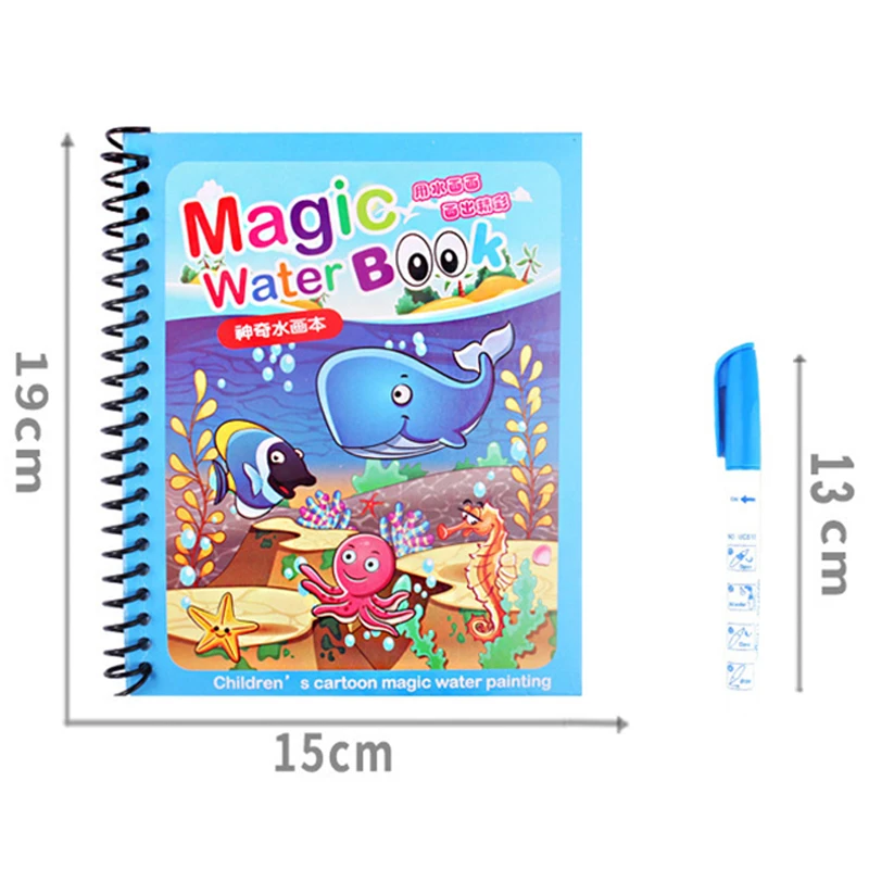 1 шт. Волшебная водная книга для рисования Монтессори раскраска каракули и волшебная ручка живопись доска для рисования для детей игрушки подарок на день рождения
