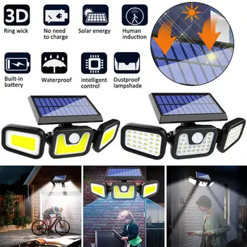 

74LED/100COB Solar Wall Lights Motion Sensor Street Light Outdoor Adjustable Angle Spotlight Waterproof Flood light Garden Light