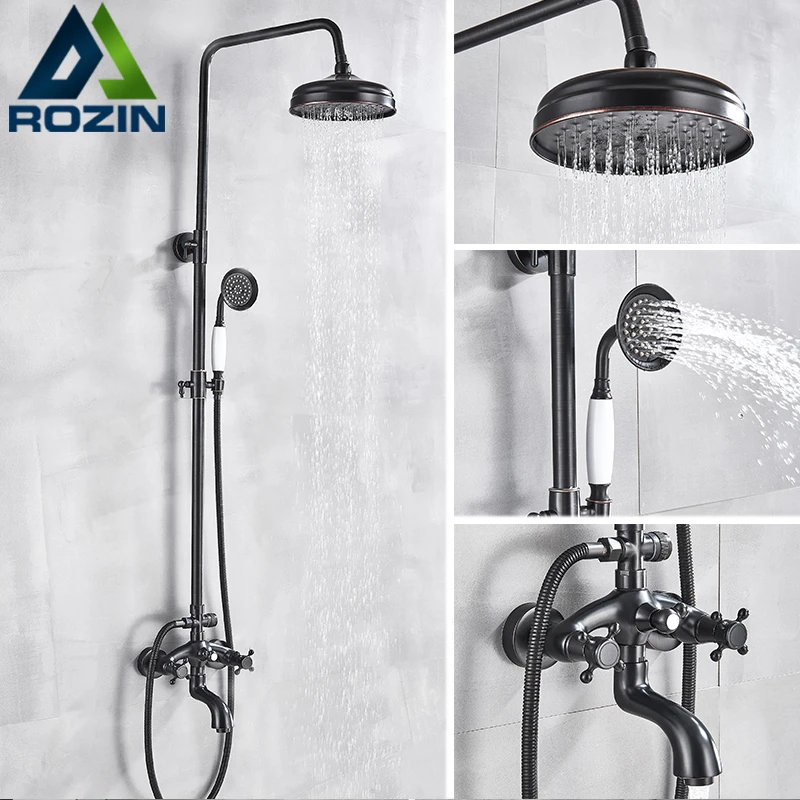 Rozin Wall Mounted Bronze Square 8" Rainfall Shower Head with 1-way Mixer Valve