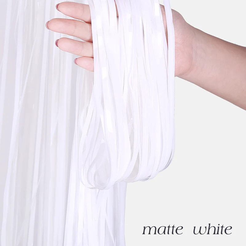 matte white Сверкающая блестящая мишура, бахрома, фольга, занавески для девичника, вечерние занавески, занавески для дня рождения, украшения для взрослых, юбилей, Декор - Цвет: matte white