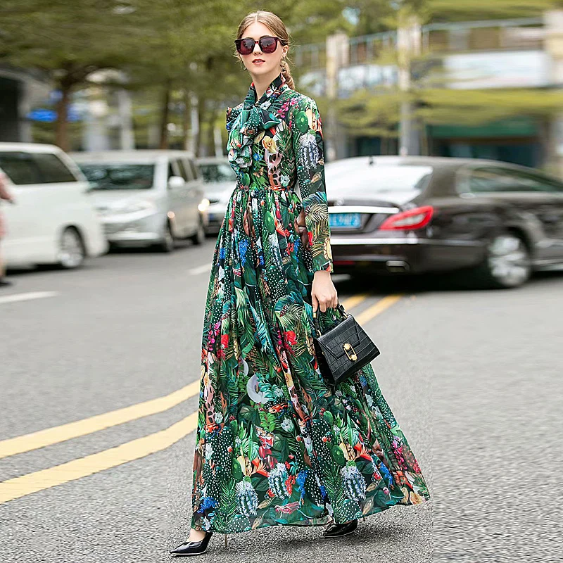 Длинное платье высокого качества для весны и осени новинка женские модные