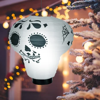 

20cm Skull Shaped Paper Lantern DIY Skull Hanging Ball Lamp for Party Decor