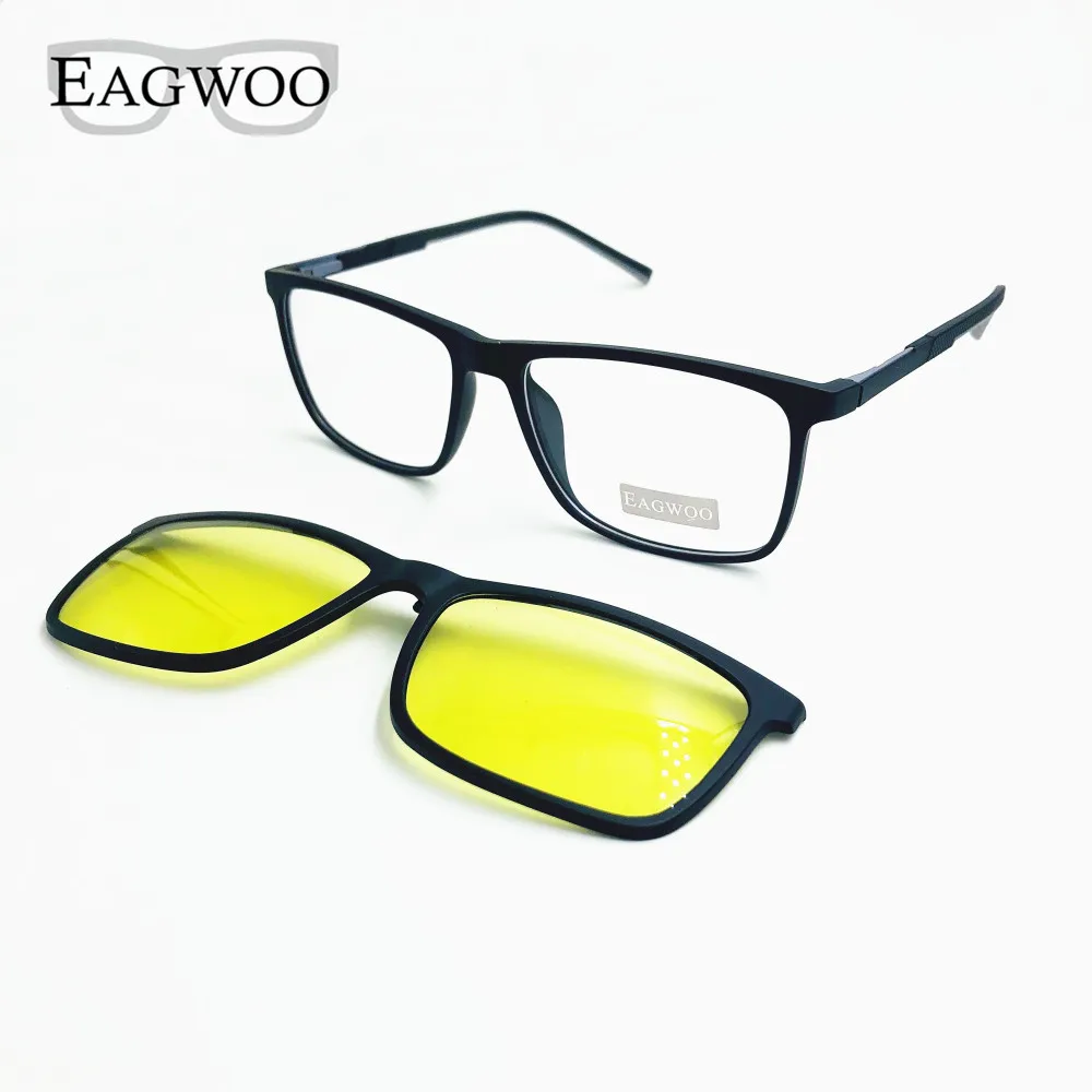 Magnet Eyeglasses Full Rim Optical Frame Polarized Night Driving Photochromic Blue Ray Block Clip Multi Use Glasses