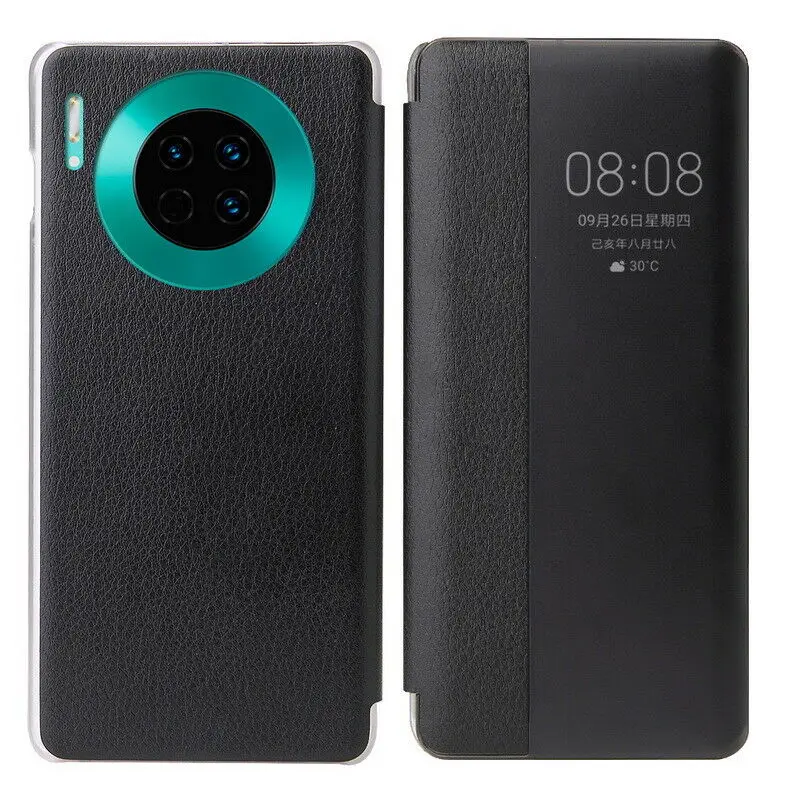 Для huawei mate 30 Pro mate 20 Lite mate 10 P20 P30 Pro P10 P Smart Plus Y9 Prime кожаный чехол-книжка с окошком - Цвет: Черный