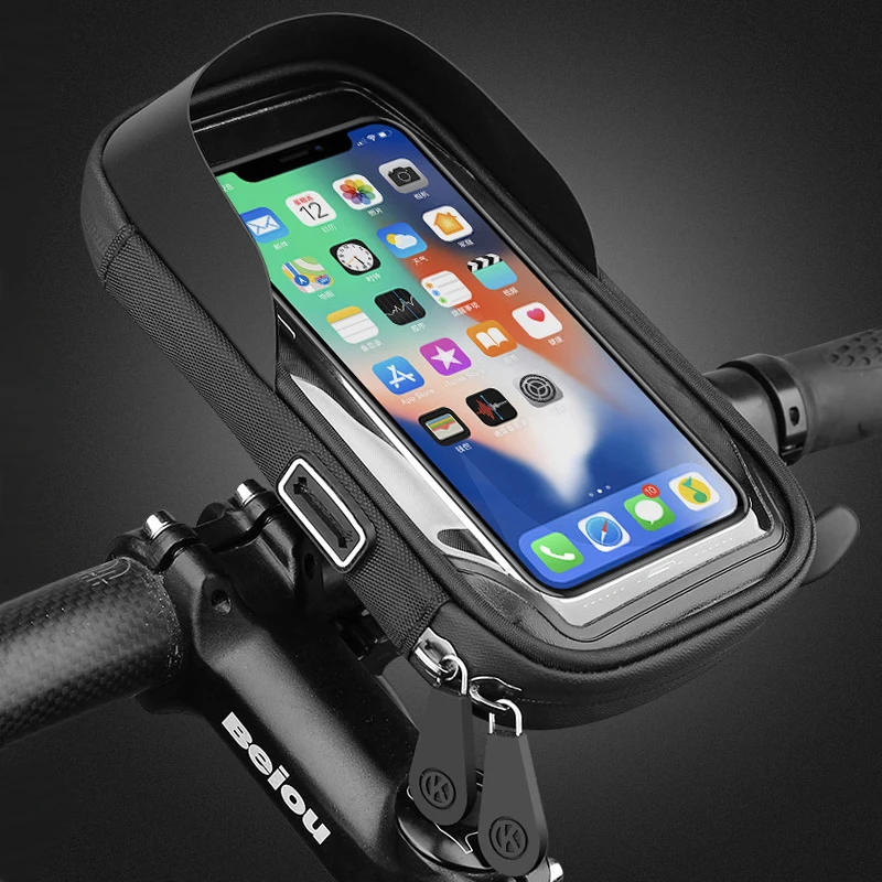 6.4 inch Waterproof Bicycle Phone Holder Stand Motorcycle Handlebar Mount Bag Cases Universal Bike Scooter Cell Phone Bracket