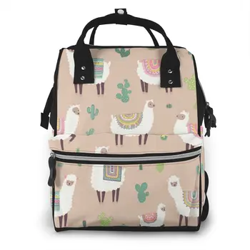 

Cute Llama And Cactus Diaper Bag Mummy Maternity Baby Bags Travel Baby Nappy Changing Backpack Women Stroller Organizer