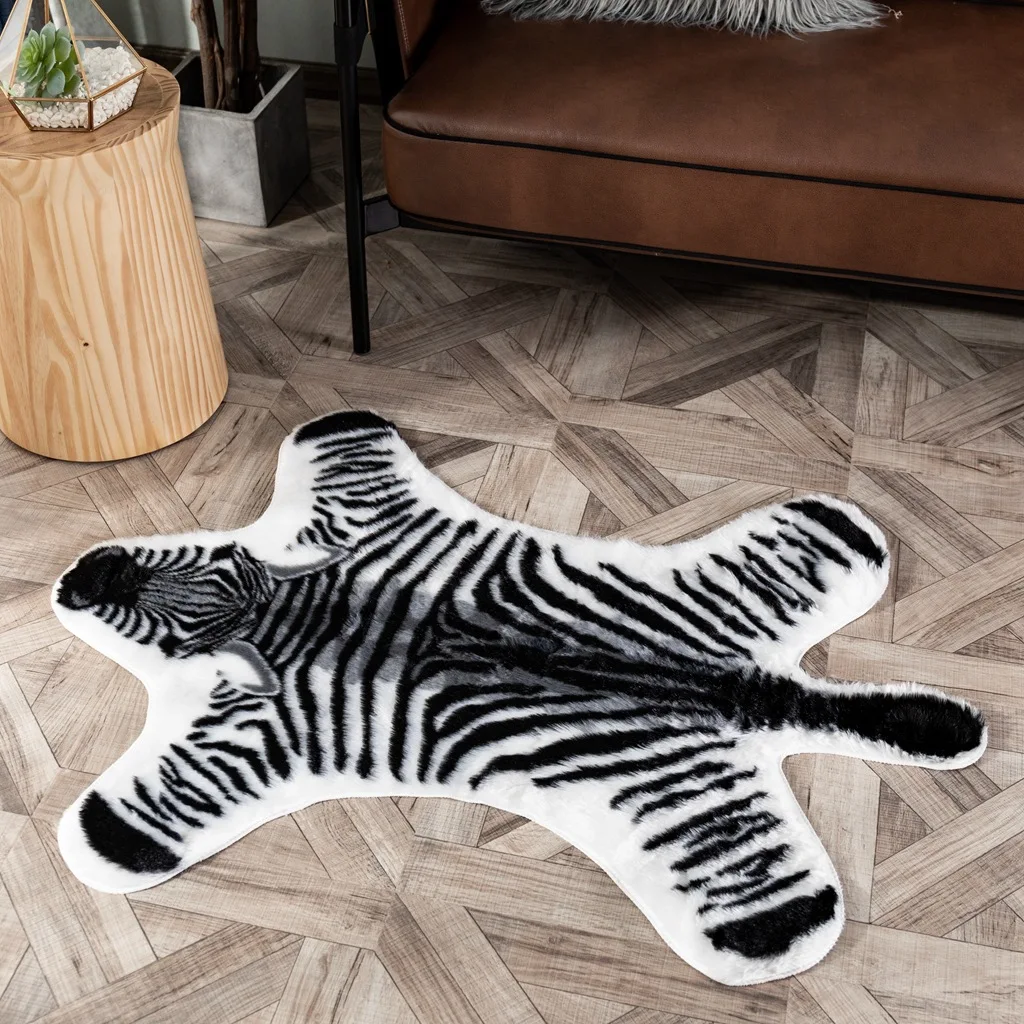 

zebra tiger printed Rug Cow Leopard Tiger Printed Cowhide faux skin leather NonSlip Antiskid Mat Animal print Carpet rugs