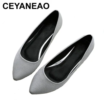 

CEYANEAO Female Sequined Shallow Flats Shoes Women Plus Size Slip-on Shoes Office Lady Career Leisure Flat Heels Shoe WomanE1166