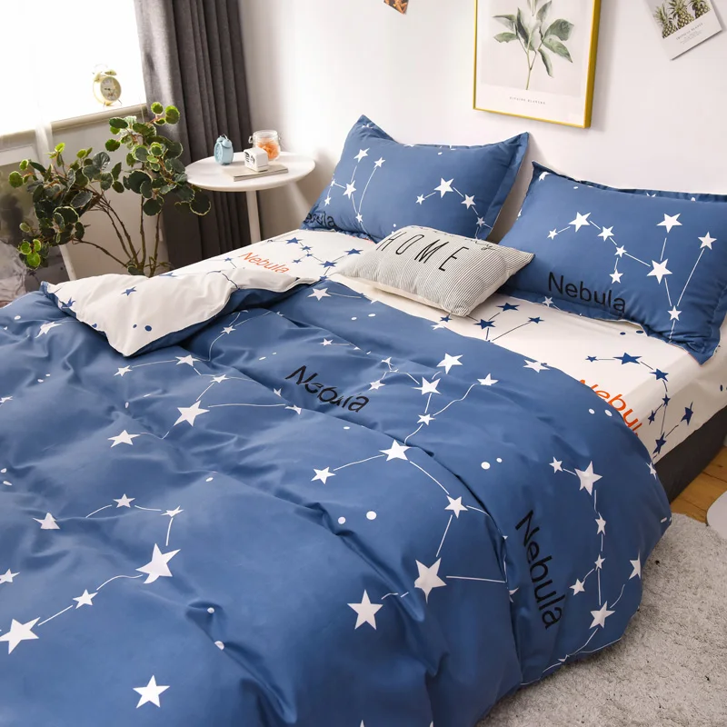 

Denim-Style Bedding Kit Bed Sheet Quilt Cover Student Dormitory Single Three-Piece Bedding