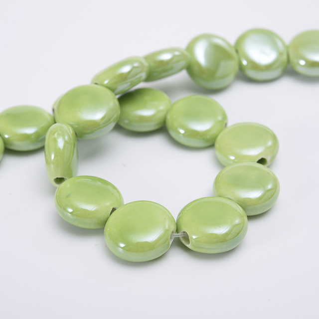 Oblate Ceramics Beads Solid Smooth Loose Spacer Beads for Jewelry Making DIY Bracelet Necklace Earrings Accessories