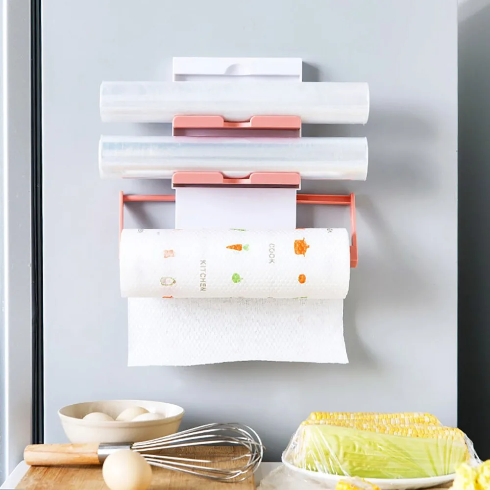 NEW Retractable Refrigerator Shelf Multi-layer Fresh-keeping Film Hanger Kitchen Plastic Free Punch Storage Shelf