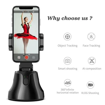 

Lntelligent Shooting 360-Degree Rotation Automatic Facial Object Tracking Mobile Phone Seat Image Face Recognition (Black)