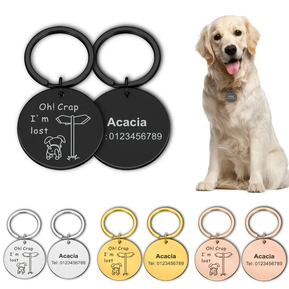 Etiquetas de identificación personalizadas para perros y gatos, etiquetas con números de nombre, antipérdida
