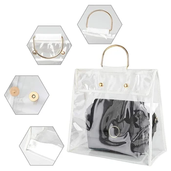 

Transparent Dustproof Hanging Bag Storage Case Anti Dust Protable Shelf Bag Purse Handbag Organizer Handbag Organizer