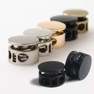 10pcs Spring Clasp Alloy Double Hole Stopper Buckles DIY Round Elastic Adjustment Hat Cord Lock End Decor Button Accessories