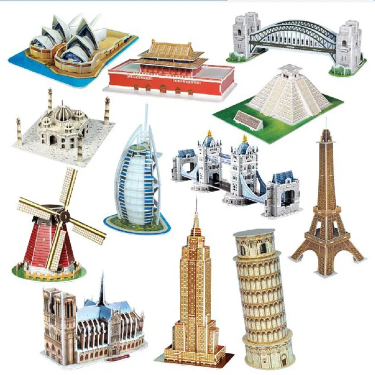 

World Famous Building Model Cardboard 3d Three-dimensional Puzzle Children's Educational Creative DIY Assembling Spelling Toy