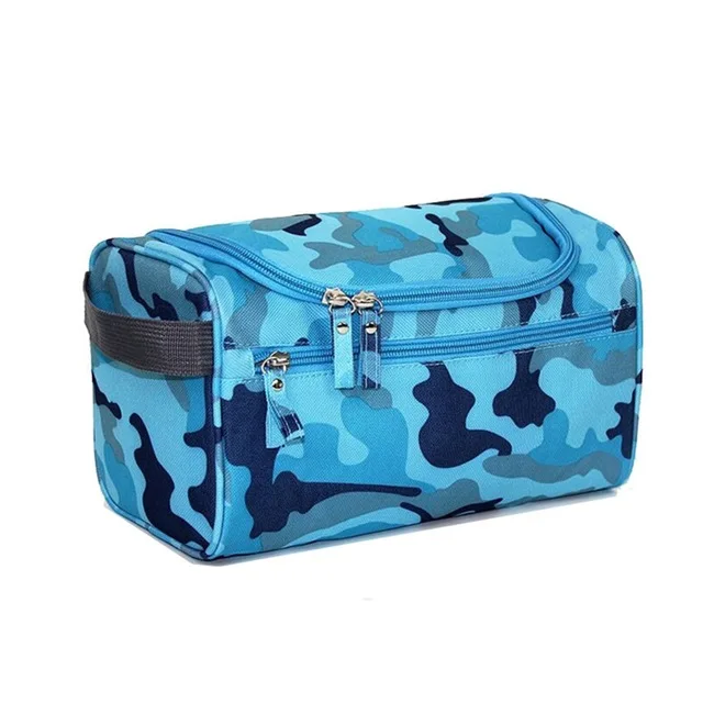 Portable Travel Toiletries Cosmetics Storage Box Folding Waterproof Men Hanging Wash Bag Women Makeup Organizer Cases - Цвет: Blue camouflage