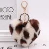 Artificial Rabbit Fur Pom-pom Keychain Leopard-print Pom-pom Keychain Lady Mobile Phone Bag Key Ring Love Pendant Decoration ► Photo 2/6