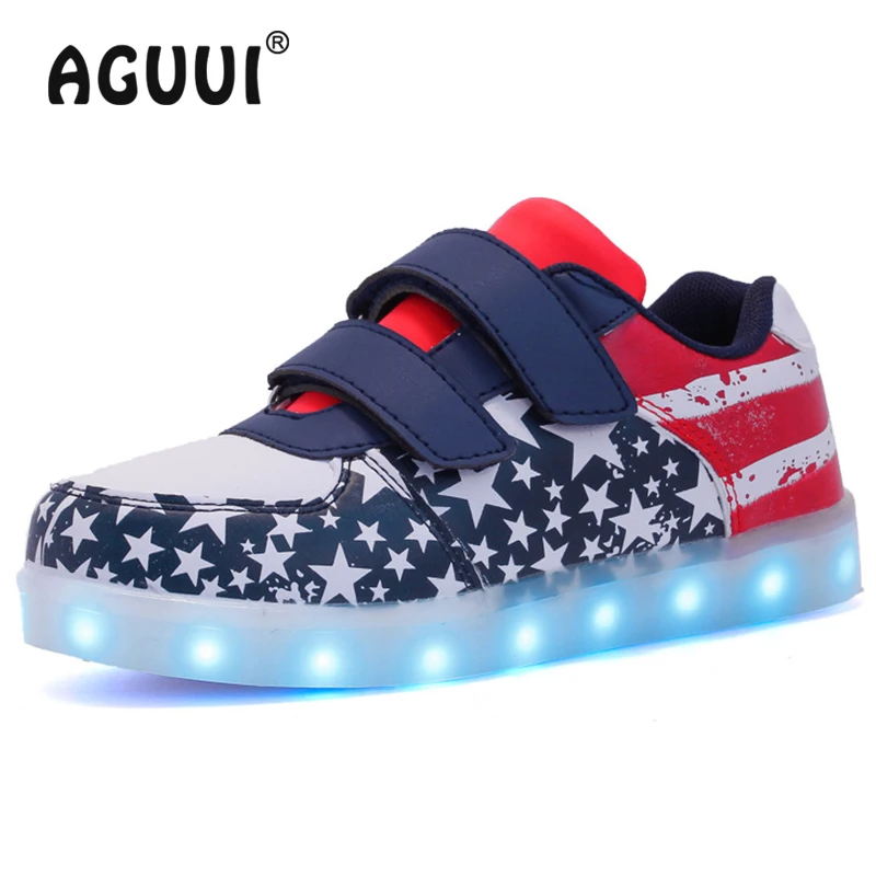 Boys&ampGirls LED Luminous Shoes Size 25-35 Children USB Charging Glowing Sneaker Kids Shuffle Dance Flats with Lighted | Детская одежда
