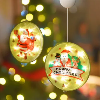 

Santa Claus+Elk+Snowman Pattern Hnaging LED Night Light Battery Powered Warm White Lamp for Home Decoration Holiday Lantern