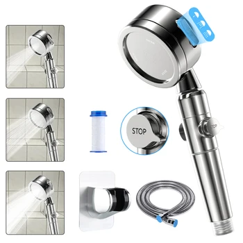

Shower Head&Shower Bracket Special Design Water Control On/Off Switch Stop Function Water Pressure Adjustable Stainless Steel