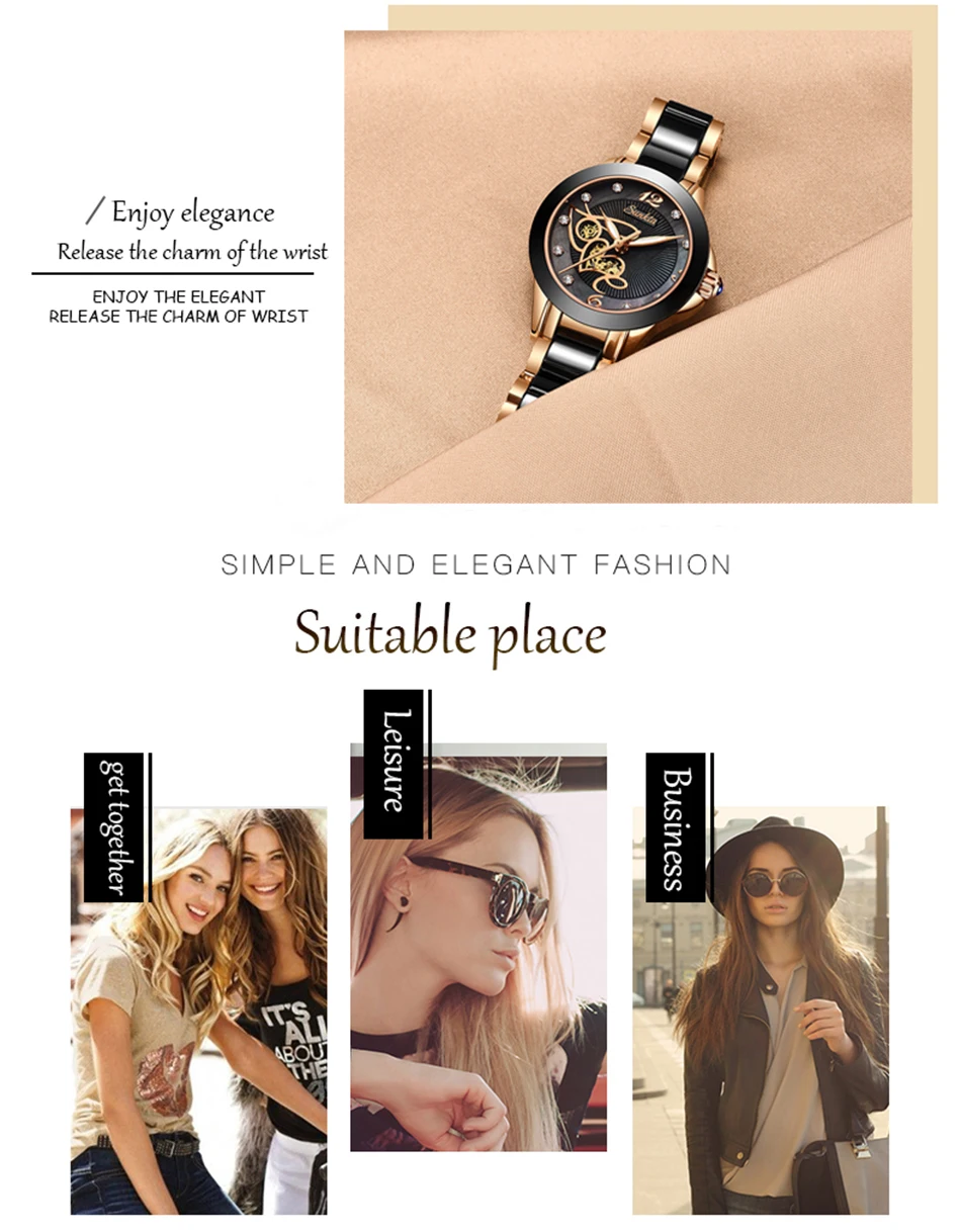 Diamond Surface Ceramic Strap Watch SUNKTA Fashion Waterproof Women Watches Top Brand Luxury Quartz Watch Women Relogio Feminino