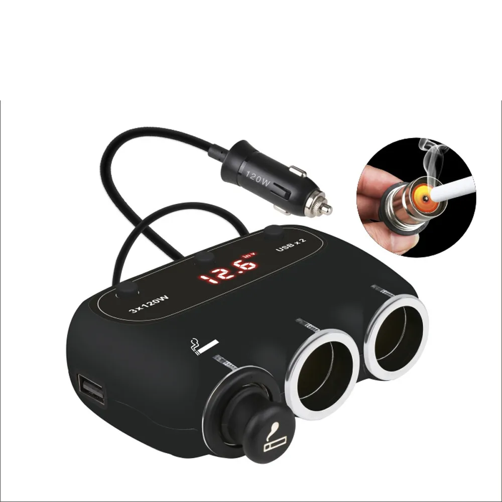 3 гнезда прикуривателя автомобиля адаптер DC Outpet 12 V/24 V двойной USB Автомобильное зарядное устройство двойной USB быстрое зарядное устройство автомобильные аксессуары# Ger