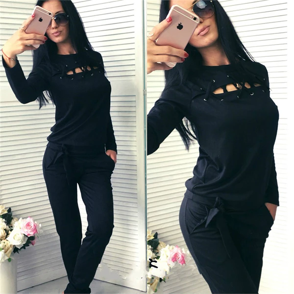 red lingerie set Women Spring Autumn Casual Solid Fitness Set Long Sleeve Hoody Long Pants Women Tracksuit Sportswear white two piece set